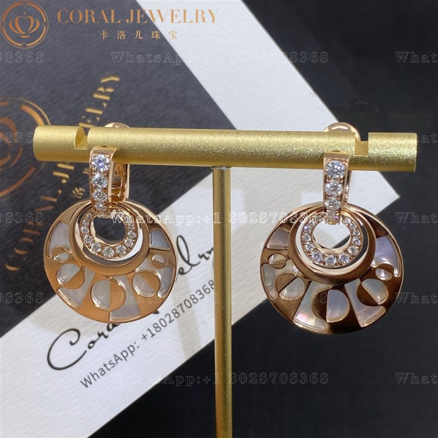 Bulgari 18k Rose Gold Diamond Intarsio Earrings 346302 OR855959