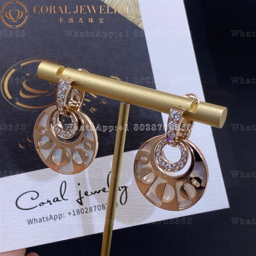 Bulgari 18k Rose Gold Diamond Intarsio Earrings 346302 OR855959