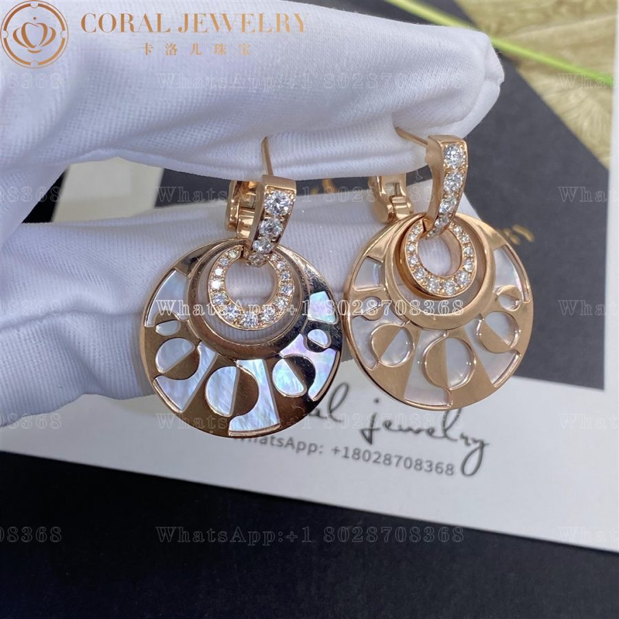 Bulgari 18k Rose Gold Diamond Intarsio Earrings 346302 OR855959