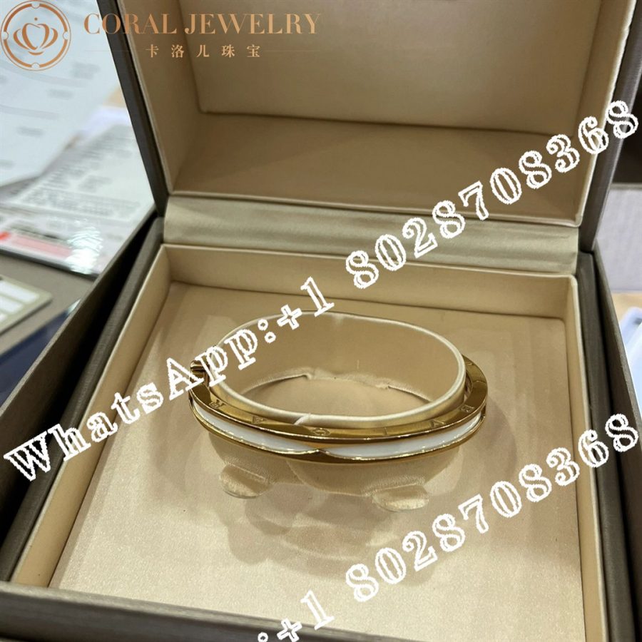 Bulgari B.zero1 bangle bracelet in 18 kt rose gold with white ceramic Ref.: 351408