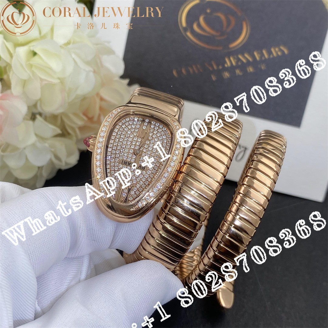 Bvlgari Serpenti Tubogas 18k Pink Gold Diamond Pave Dial Quartz Ladies Watch SPP35D2GDG.2T 8W0QCP