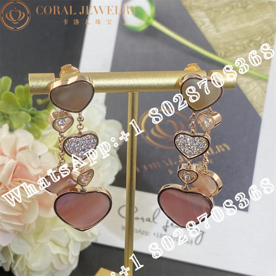 Chopard Happy Hearts Naked Heart Foundation Earrings, Ethical Rose Gold, Diamonds, Pink Mother-of-pearl Ref. Number: 83a482-5906