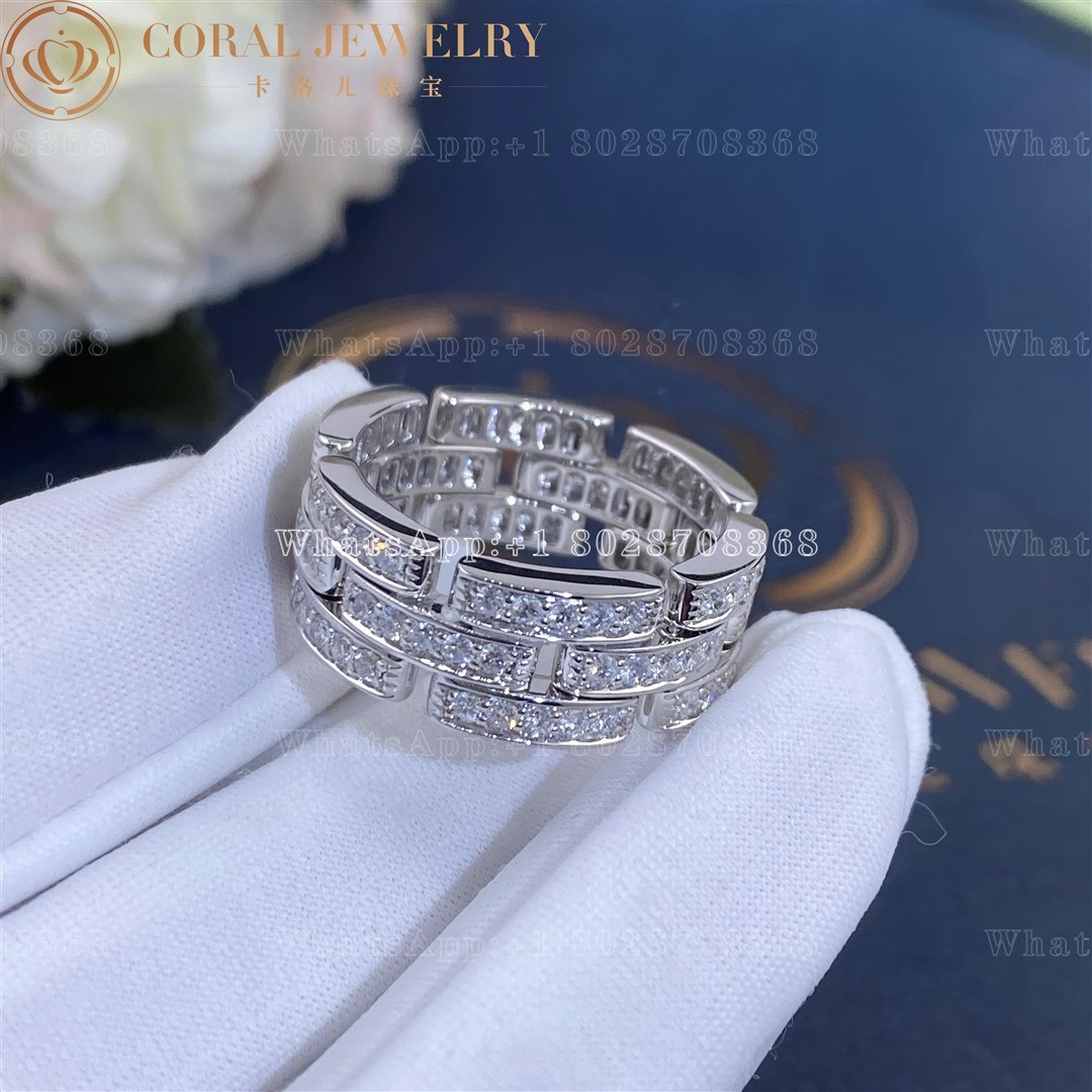 Cartier 18k White Gold Diamond Set Maillon Panthere Ring B4111700