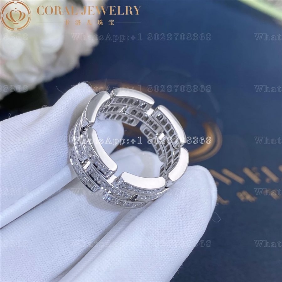 Cartier 18k White Gold Diamond Set Maillon Panthere Ring B4111700