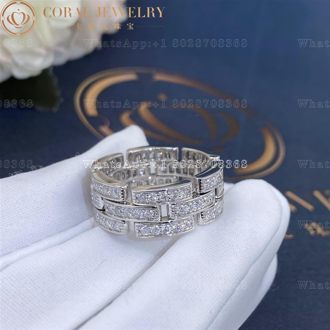 Cartier 18k White Gold Diamond Set Maillon Panthere Ring B4111700