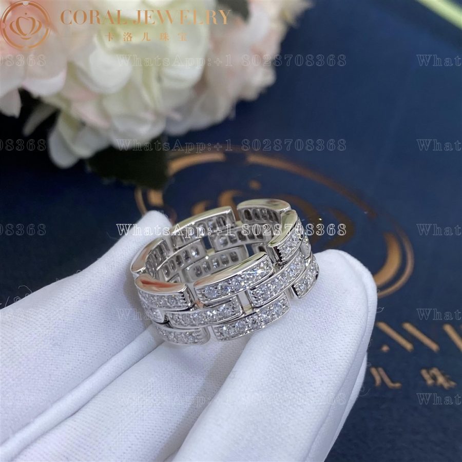 Cartier 18k White Gold Diamond Set Maillon Panthere Ring B4111700