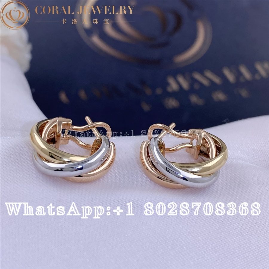 Cartier Trinity Earrings White Gold Yellow Gold Rose Gold Ref 80083231 Coral (2)