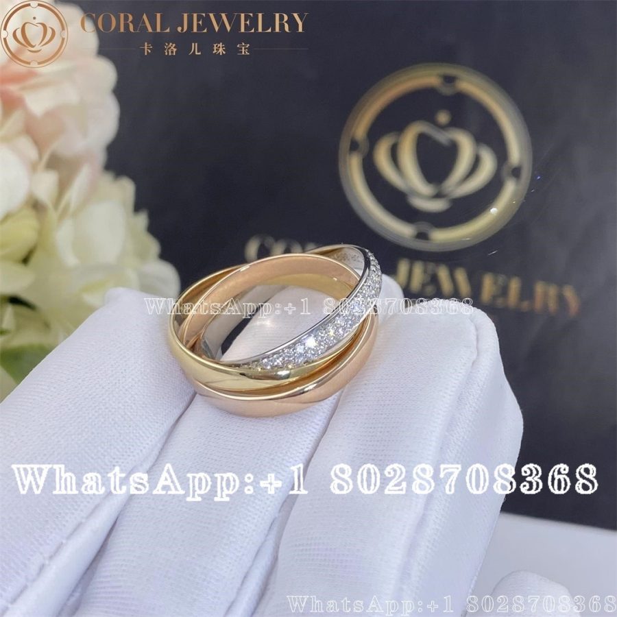 Cartier Trinity Ring, Small Model White Gold, Yellow Gold, Rose Gold, Diamonds Ref. B4086000