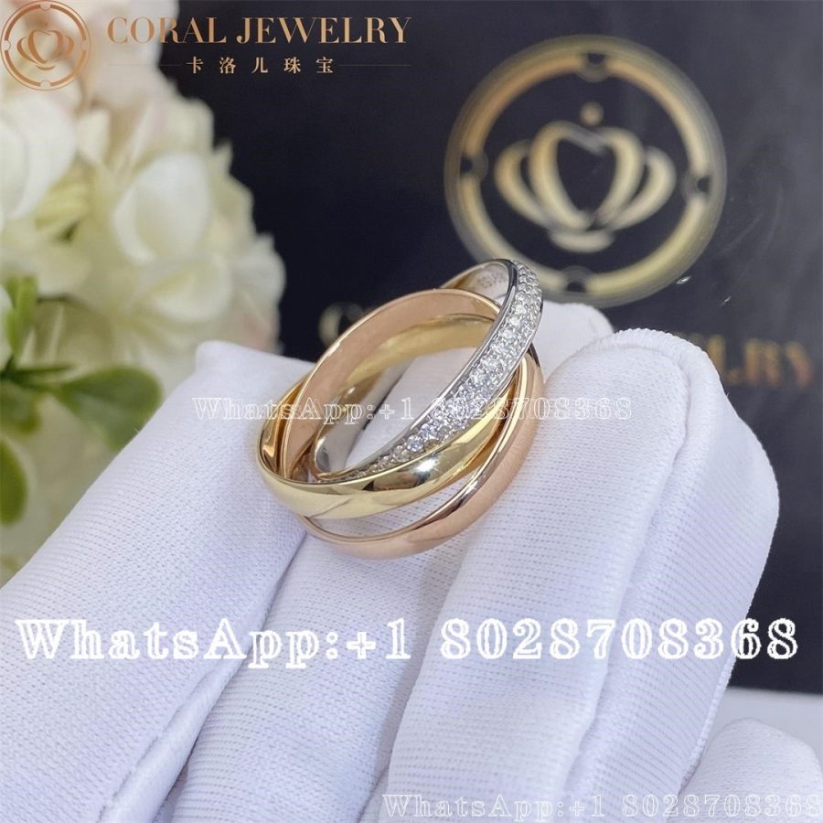 Cartier Trinity Ring, Small Model White Gold, Yellow Gold, Rose Gold, Diamonds Ref. B4086000