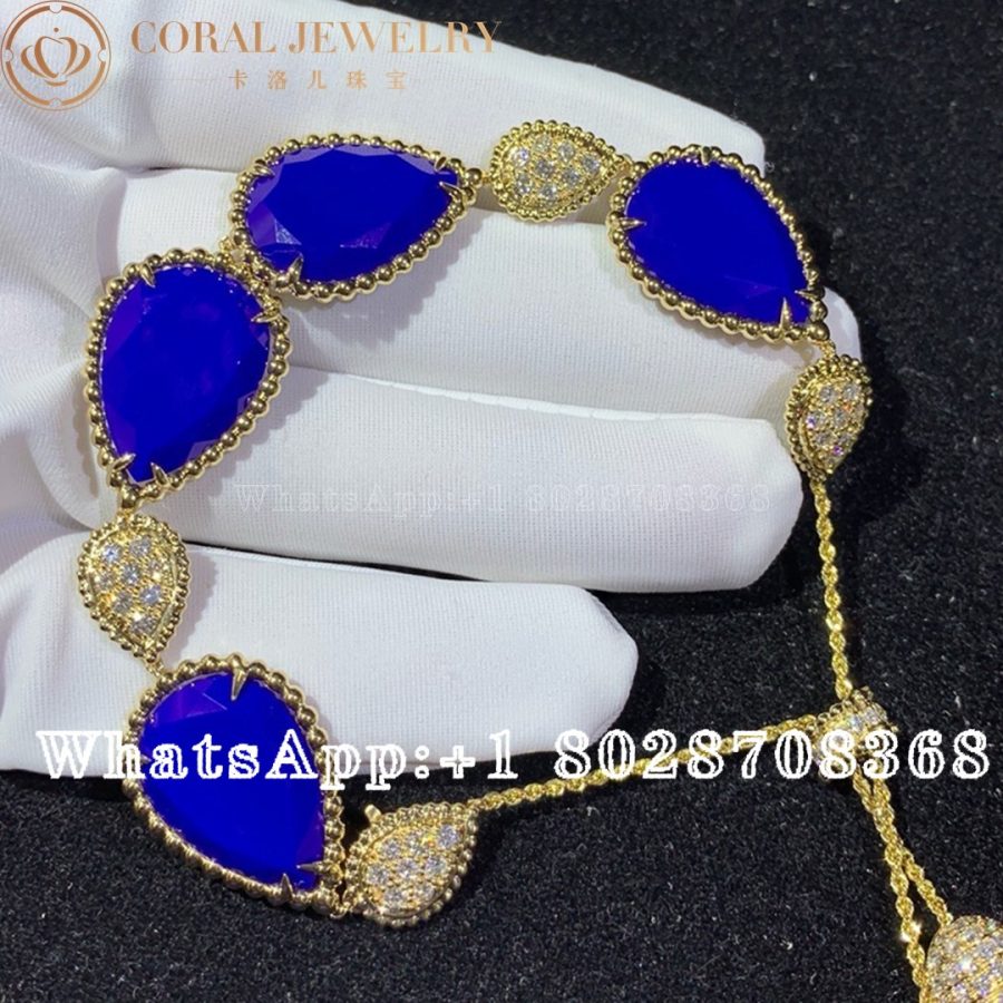 Boucheron Serpent Boheme Yellow Gold Lapis Lazuli Diamond Pompon Bracelet JBT00778