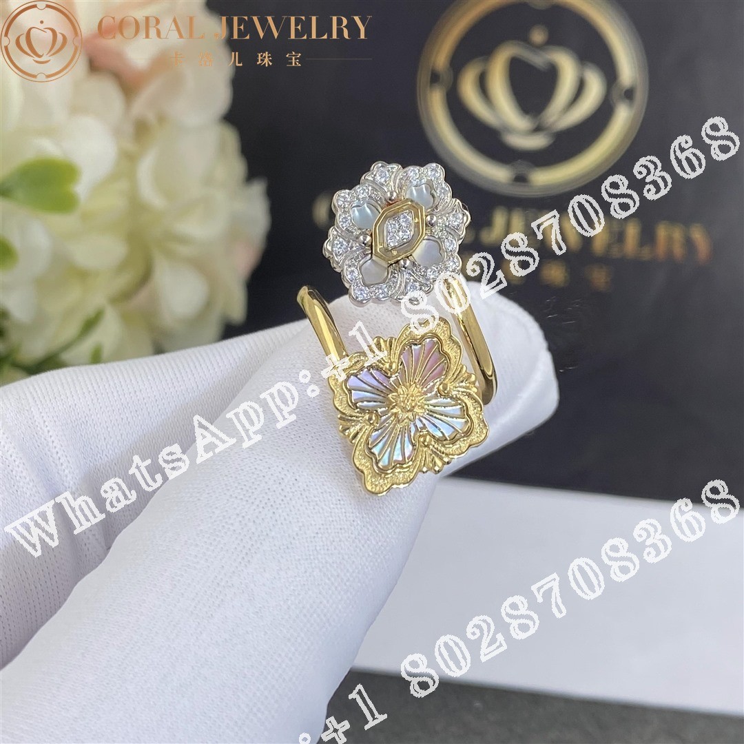 Buccellati Opera Tulle Ring in Yellow and White Gold Set with Mother of Pearl