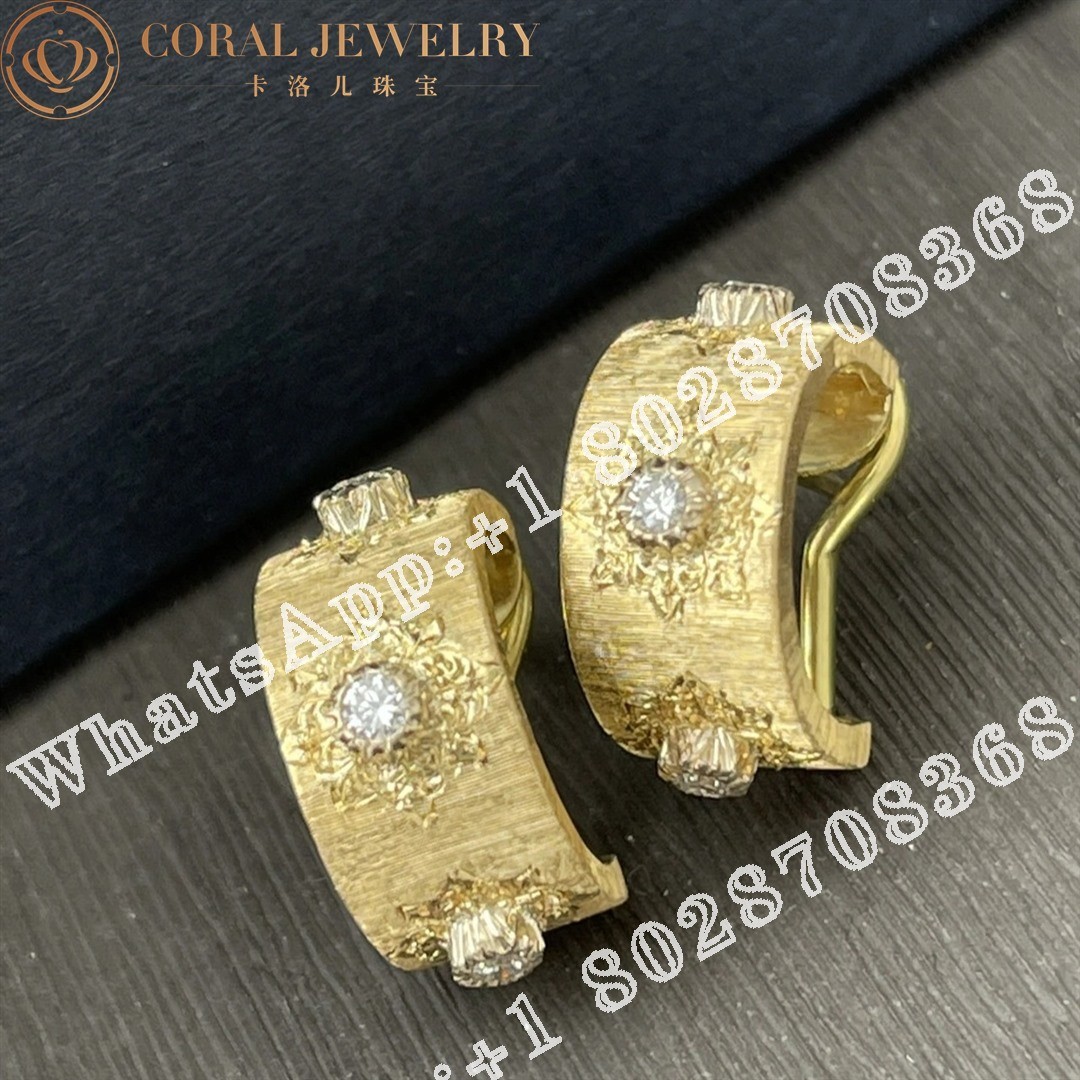 Buccellati Macri Classica Earrings in Yellow and White Gold Set with Diamonds JAUEAR014674