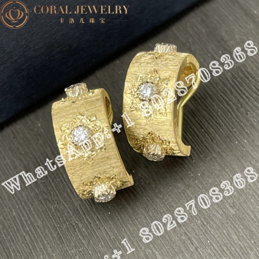 Buccellati Macri Classica Earrings in Yellow and White Gold Set with Diamonds JAUEAR014674