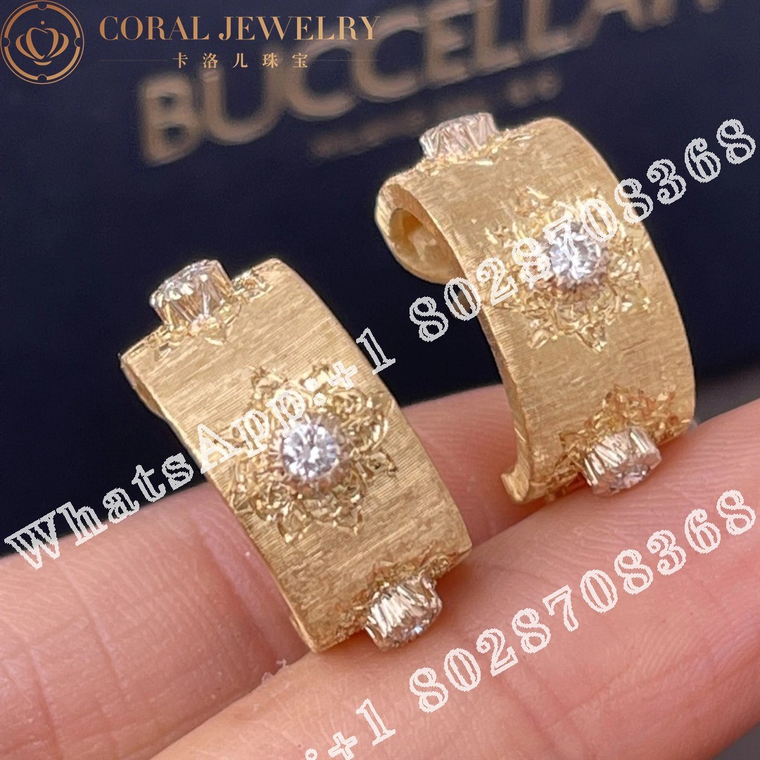 Buccellati Macri Classica Earrings in Yellow and White Gold Set with Diamonds JAUEAR014674