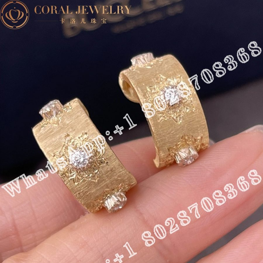 Buccellati Macri Classica Earrings in Yellow and White Gold Set with Diamonds JAUEAR014674