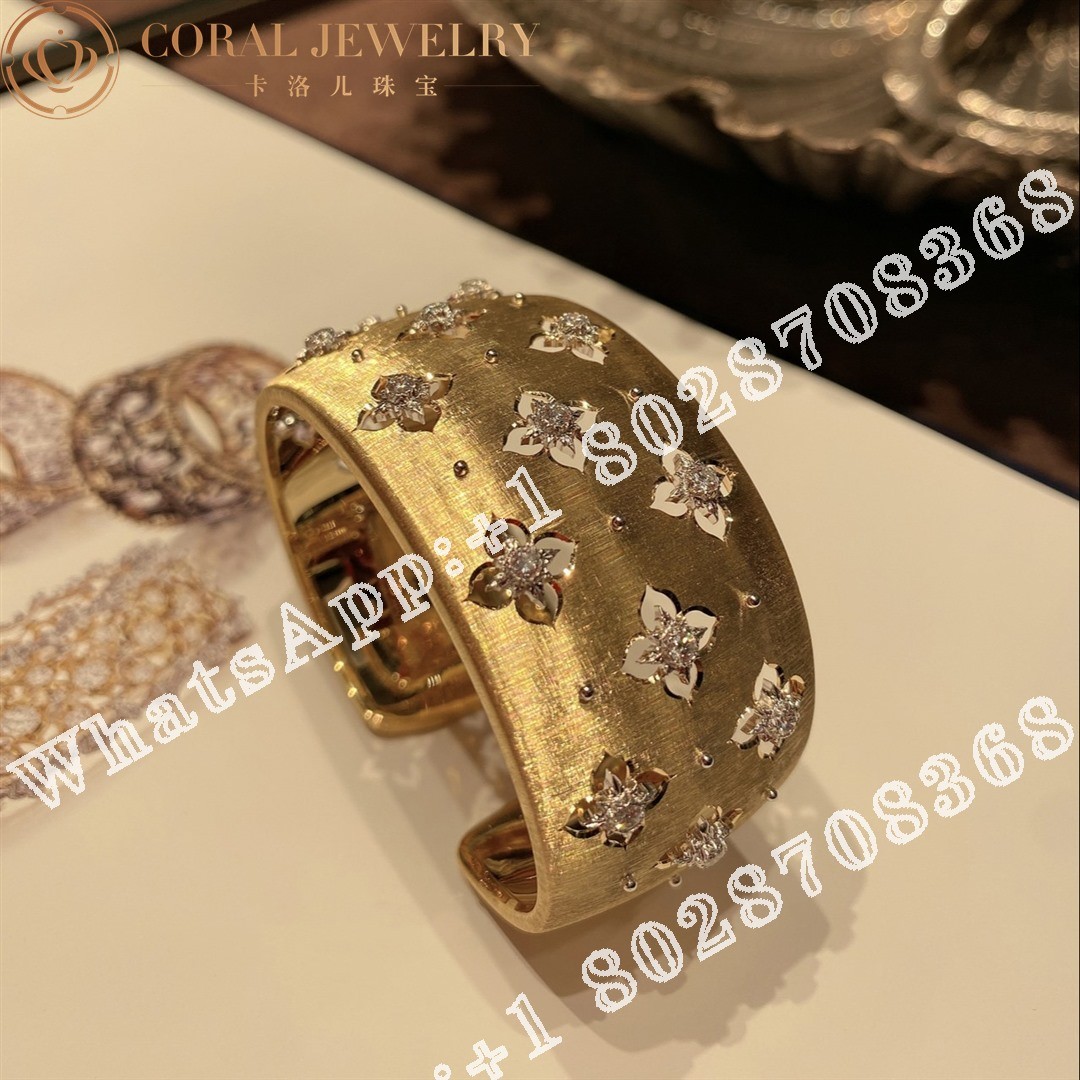 Buccellati Macri Giglio Bracelet in Yellow and White Gold Set with Diamonds JAUBRA013309