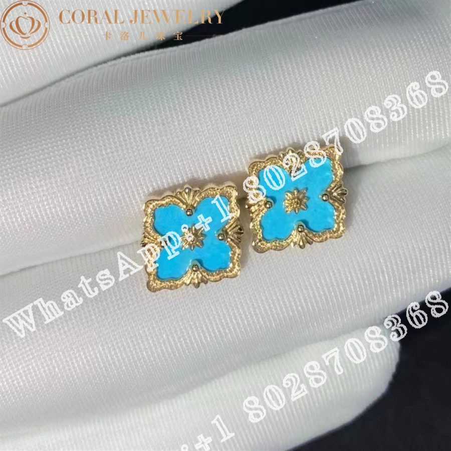 Buccellati Opera Color earrings in Yellow gold set with Turquoise