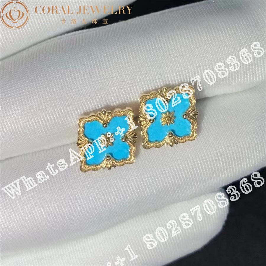 Buccellati Opera Color earrings in Yellow gold set with Turquoise