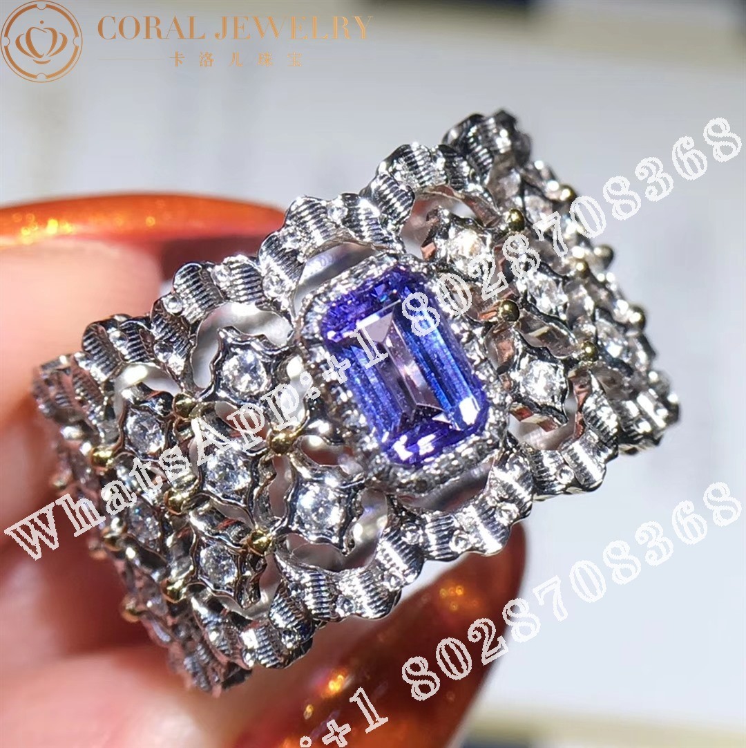 Buccellati Rombi Eternelle in White Gold Set with 0.3ct baguette sapphire