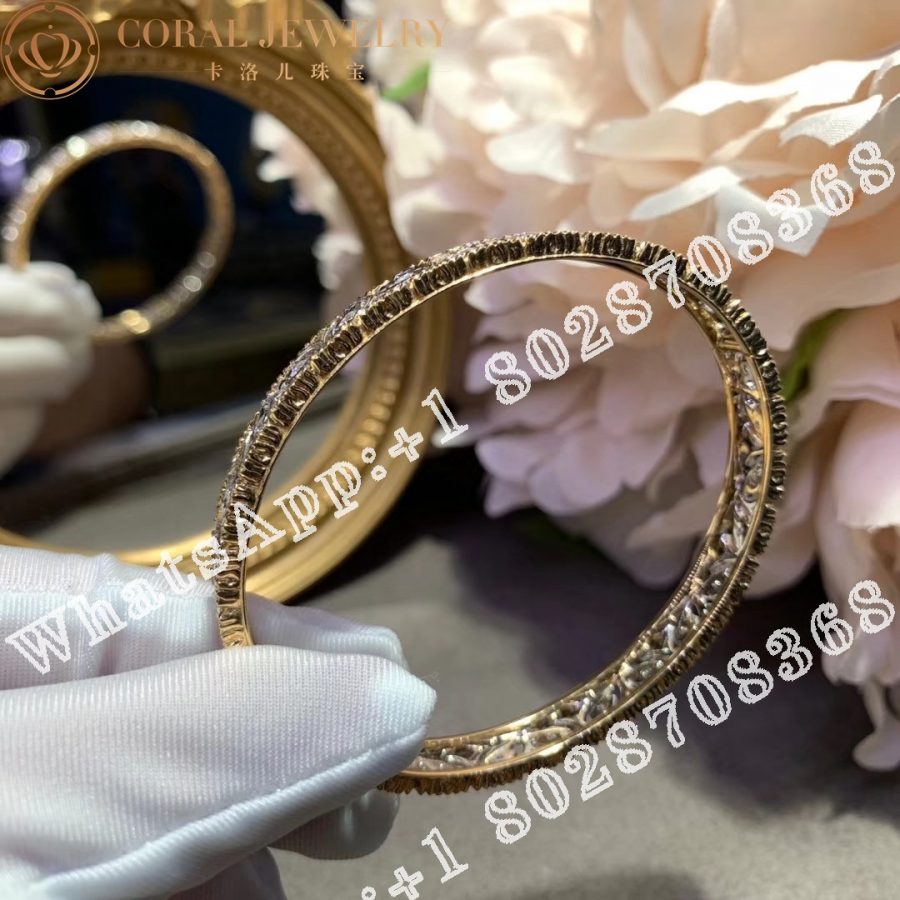 Buccellati Ramage Bracelet in White and Yellow Gold Set with Diamonds JAUBRA012593