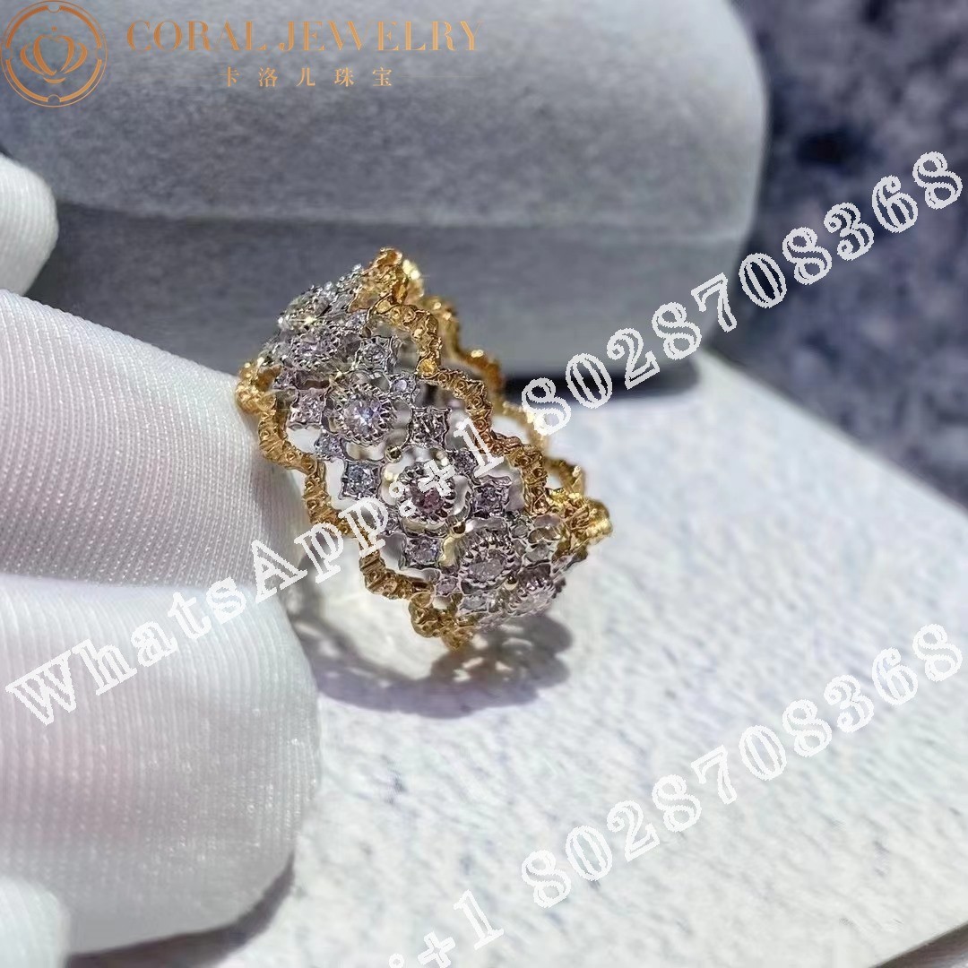 Buccellati Rombi Eternelle Eternelle in White and Yellow Gold Set with Diamonds JAUETE007332