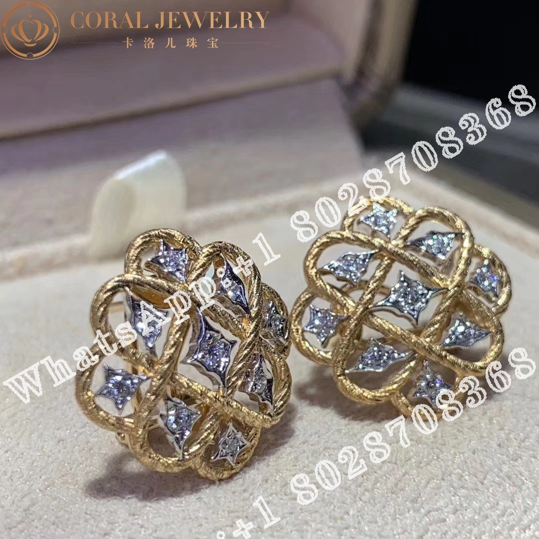 Buccellati Étoilee Earrings in Yellow and White Gold Set with Diamonds JAUEAR004268