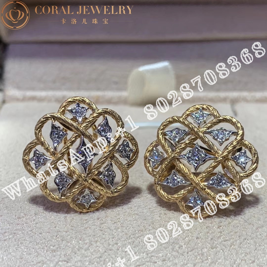 Buccellati Étoilee Earrings in Yellow and White Gold Set with Diamonds JAUEAR004268