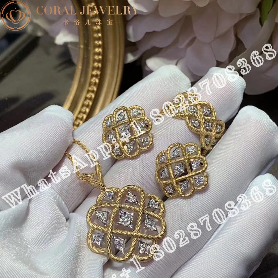 Buccellati Étoilee Earrings in Yellow and White Gold Set with Diamonds JAUEAR004268