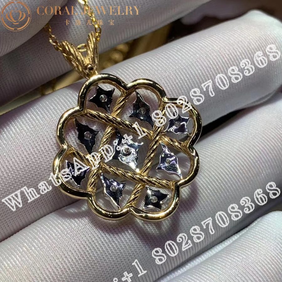 Buccellati Étoilee Pendant in Yellow and White Gold Set with Diamonds JAUPEN004588