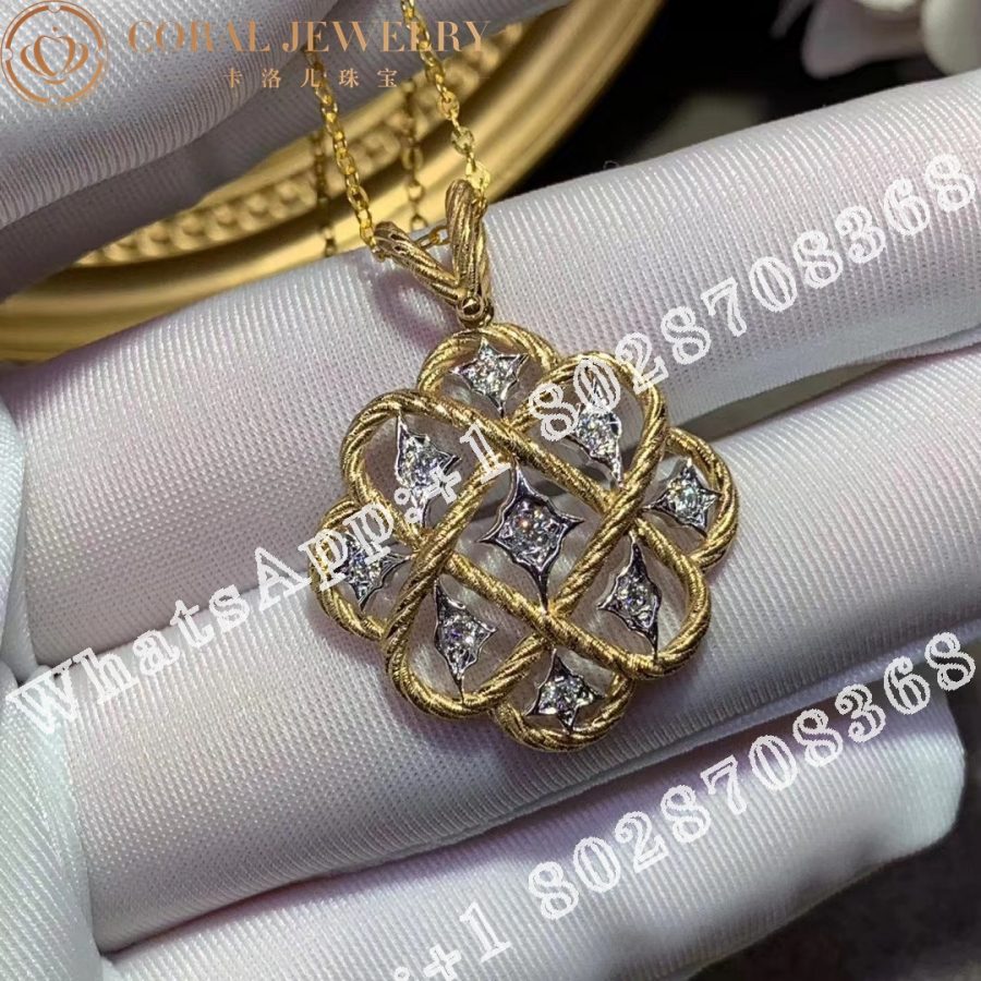 Buccellati Étoilee Pendant in Yellow and White Gold Set with Diamonds JAUPEN004588