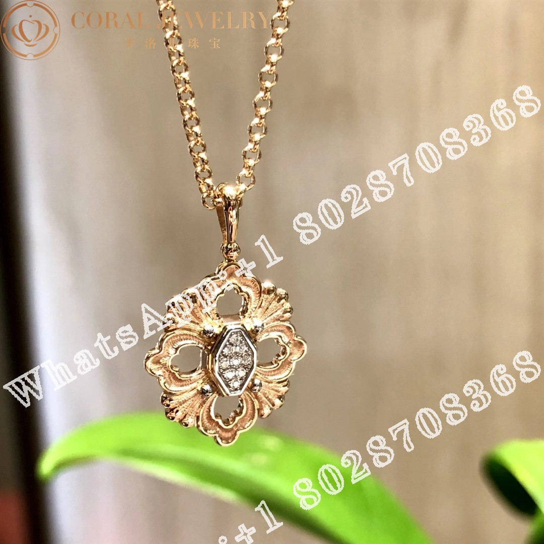 Buccellati Opera Pendant in yellow and white gold set with diamonds JAUPEN009093