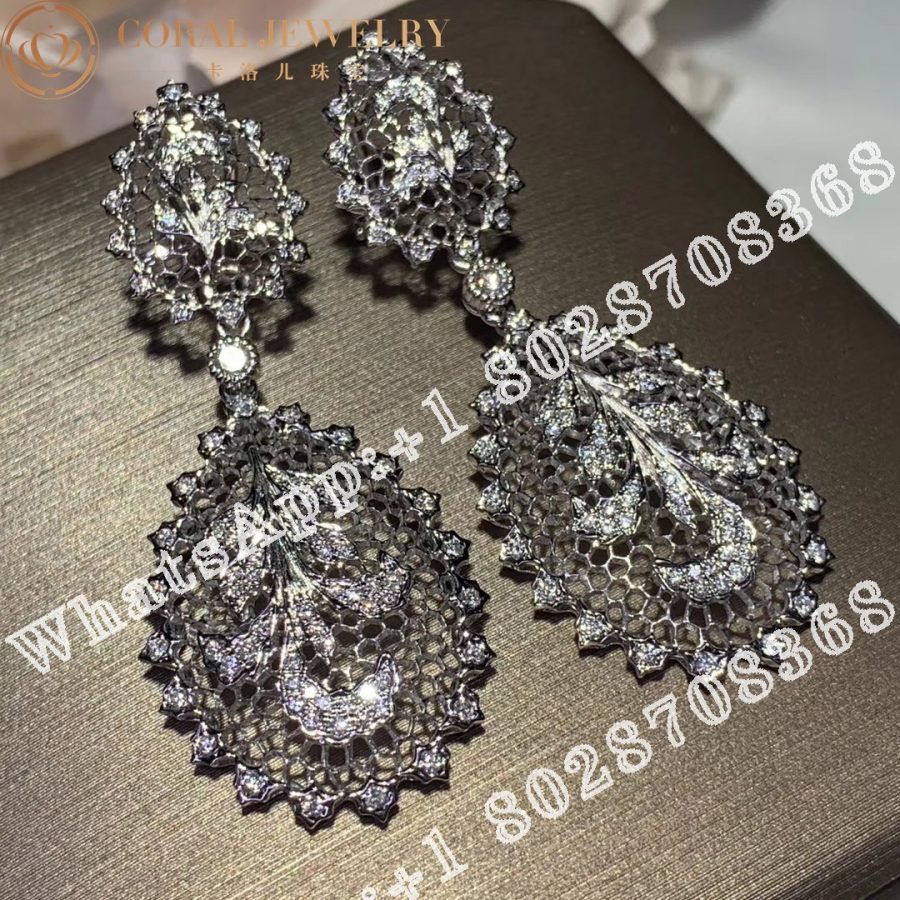 Buccellati Tulle Ornato Earrings in White Gold Set with Diamonds JAUEAR007418