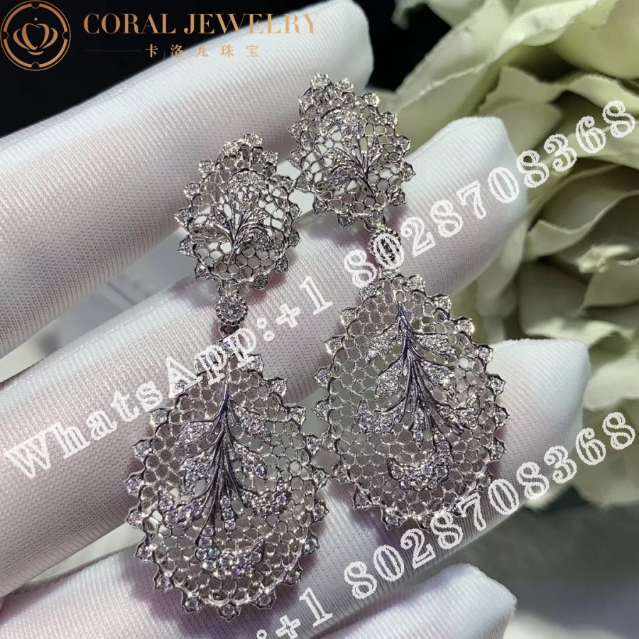 Buccellati Tulle Ornato Earrings in White Gold Set with Diamonds JAUEAR007418