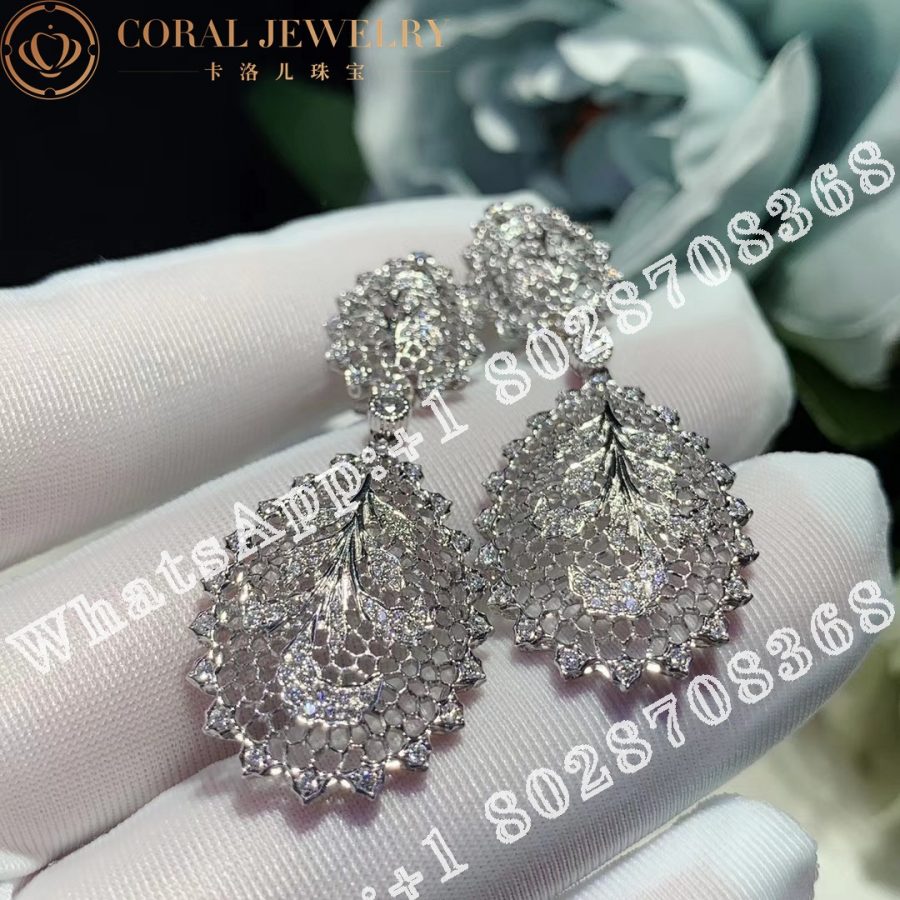 Buccellati Tulle Ornato Earrings in White Gold Set with Diamonds JAUEAR007418