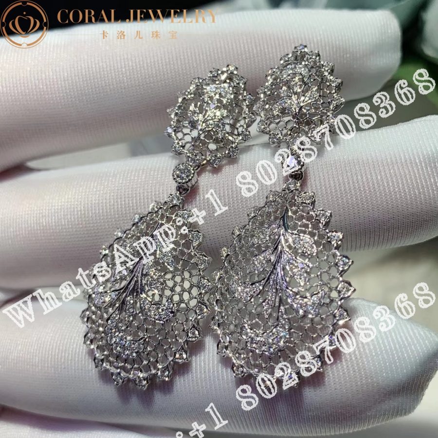 Buccellati Tulle Ornato Earrings in White Gold Set with Diamonds JAUEAR007418