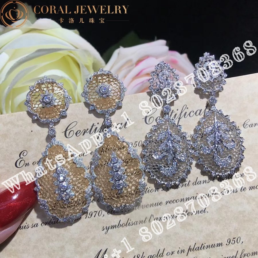 Buccellati Tulle Ornato Earrings in White Gold Set with Diamonds JAUEAR007418