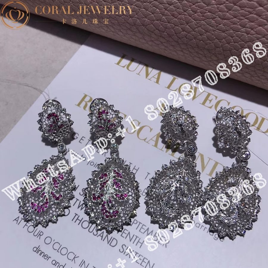 Buccellati Tulle Ornato Earrings in White Gold Set with Diamonds JAUEAR007418