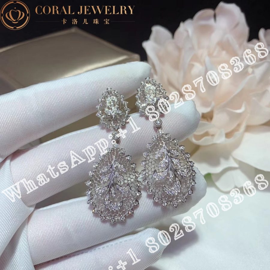 Buccellati Tulle Ornato Earrings in White Gold Set with Diamonds JAUEAR007418