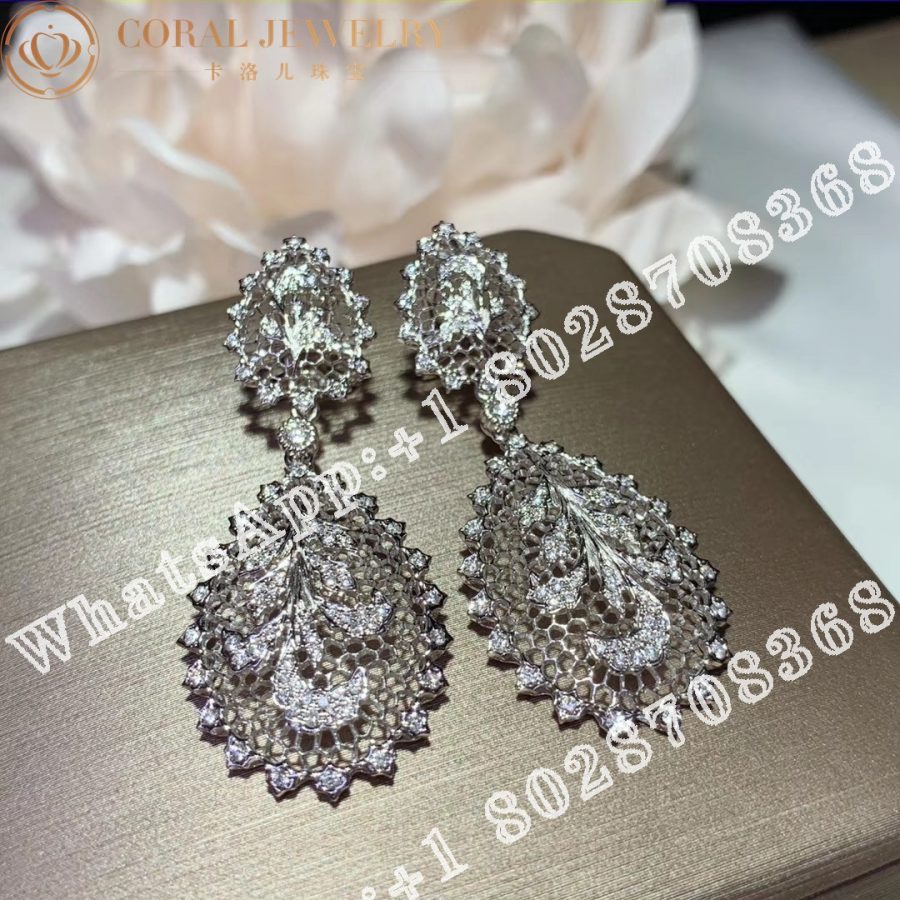 Buccellati Tulle Ornato Earrings in White Gold Set with Diamonds JAUEAR007418