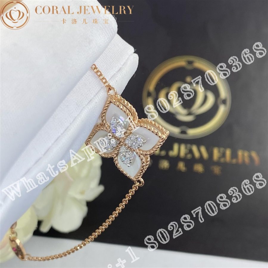 Roberto Coin Princess Flower Bracelet with Diamonds and Mother of Pearl