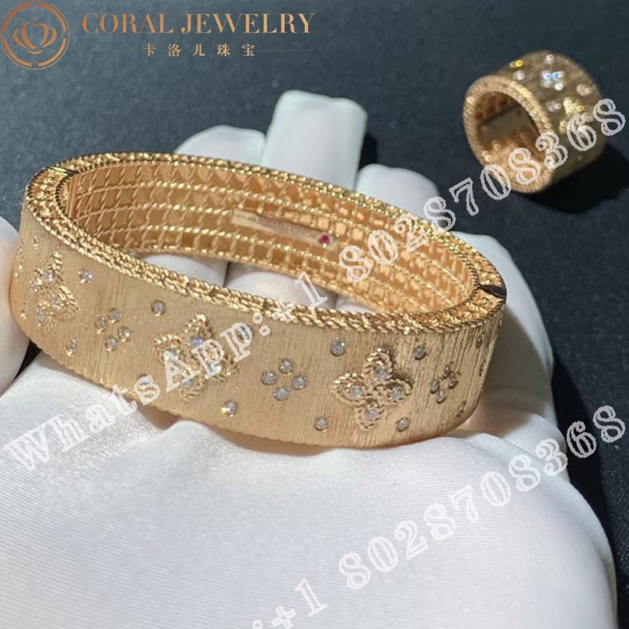 Roberto Coin Venetian Princess Satin Rose Gold Bangle Bracelet with Diamonds