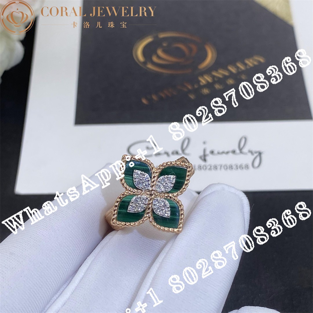 Roberto Coin Princess Flower Ring with Malachite and Diamonds