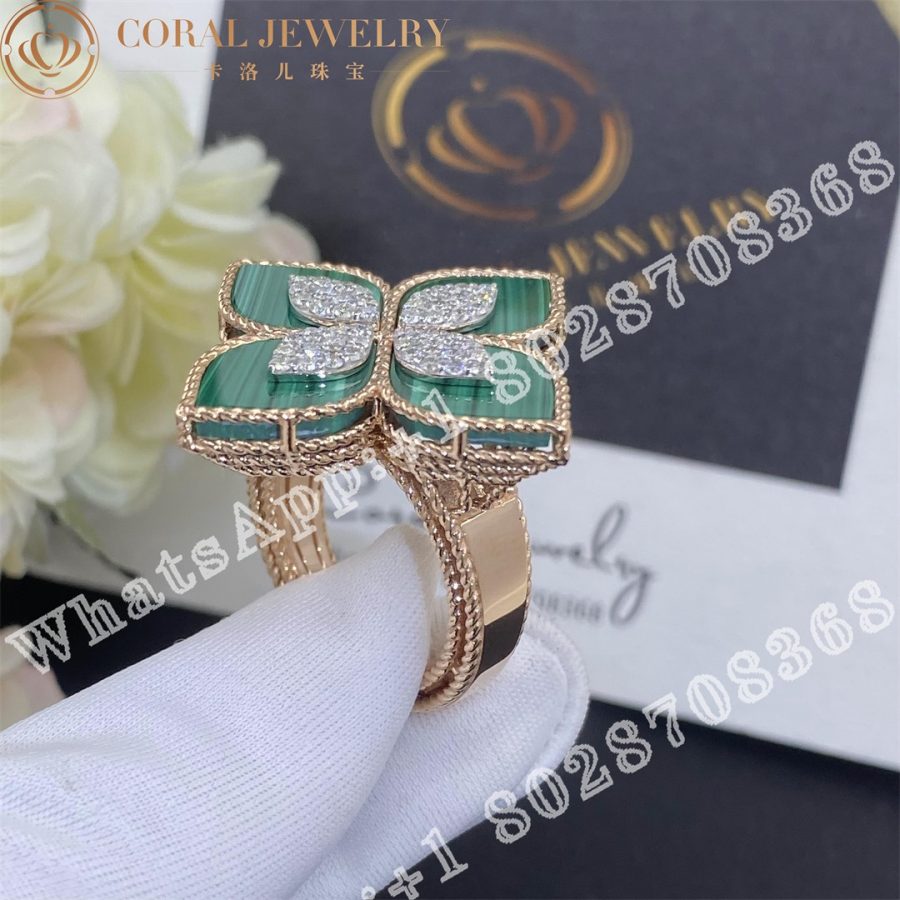 Roberto Coin Princess Flower Ring Rose Gold Diamonds Malachite 3 5cm Coral (11)