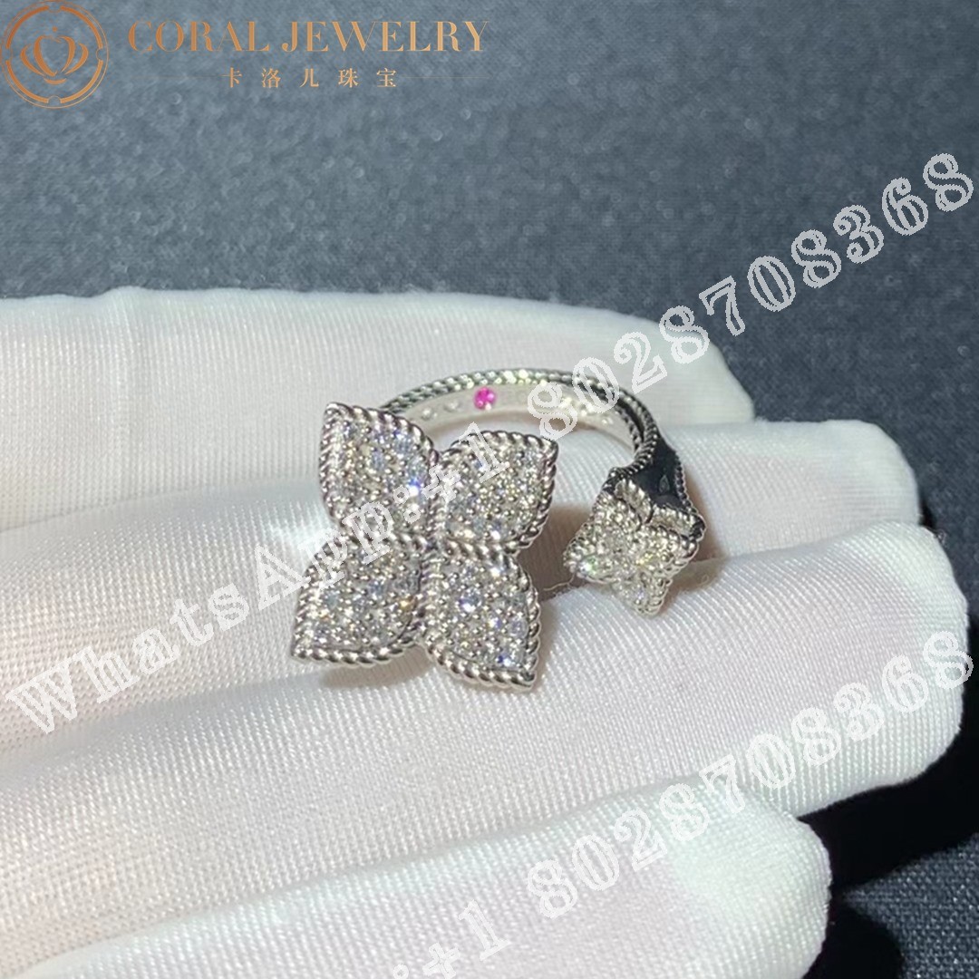 Roberto Coin Princess Flower Ring White Gold Diamonds