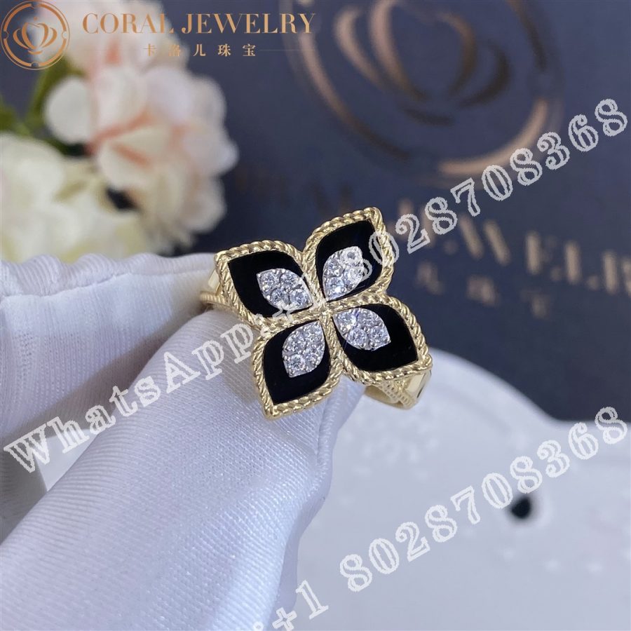 Roberto Coin Princess Flower Ring with Black Jade and Diamonds ADV888RI1837