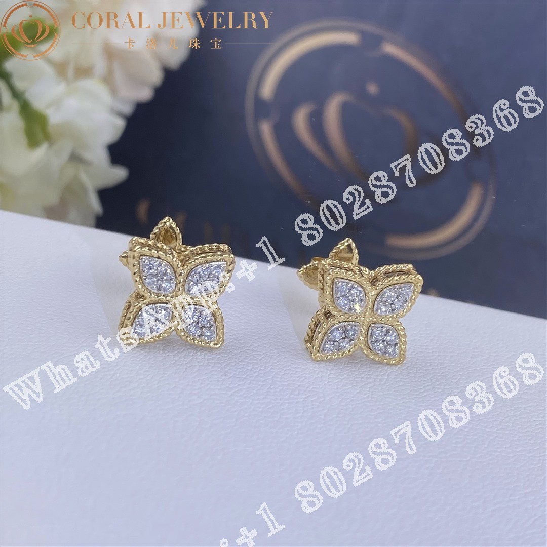 Roberto Coin Princess Flower Earrings with Diamonds 15mm