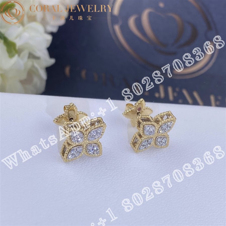 Roberto Coin Princess Flower Earrings with Diamonds 15mm