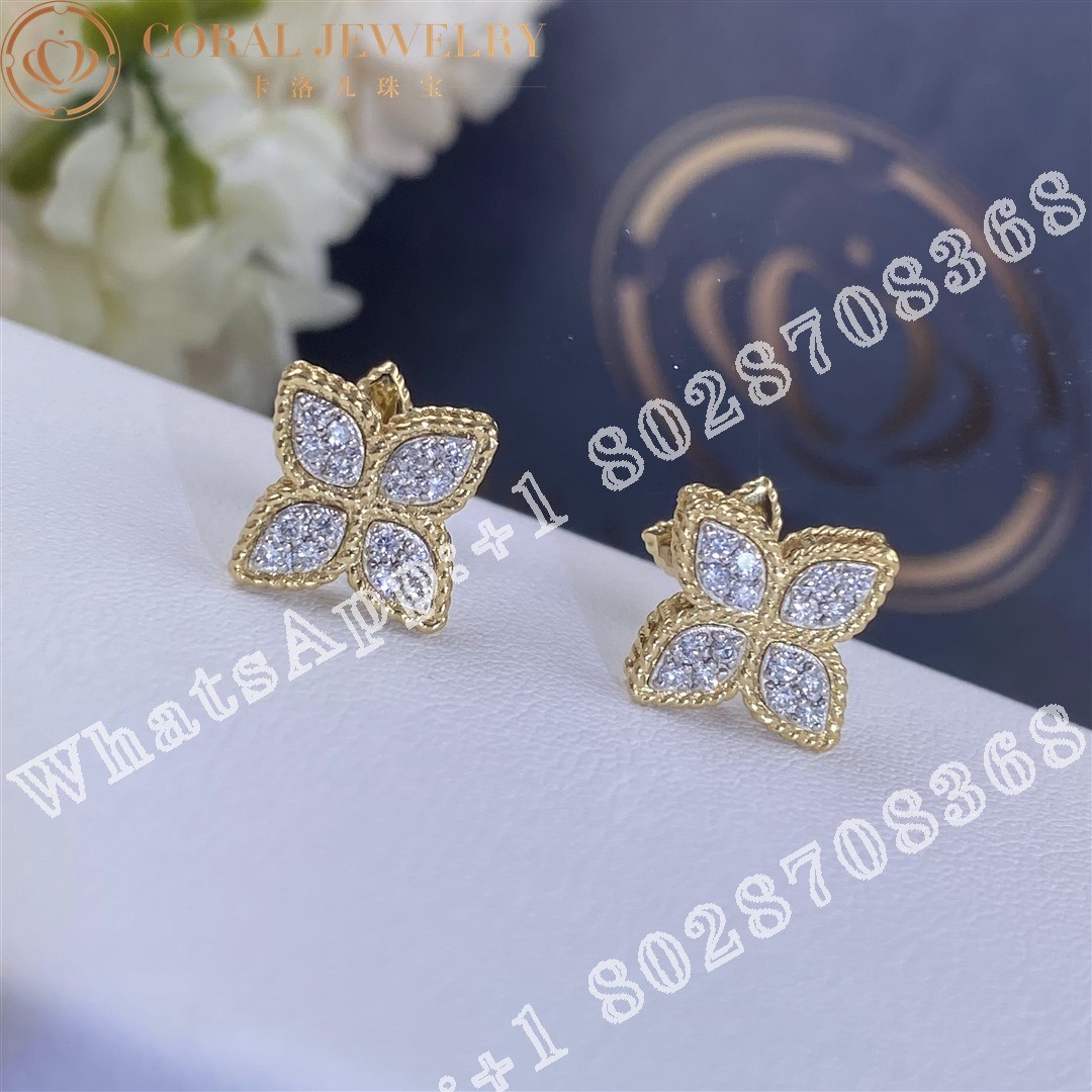 Roberto Coin Princess Flower Earrings with Diamonds 15mm