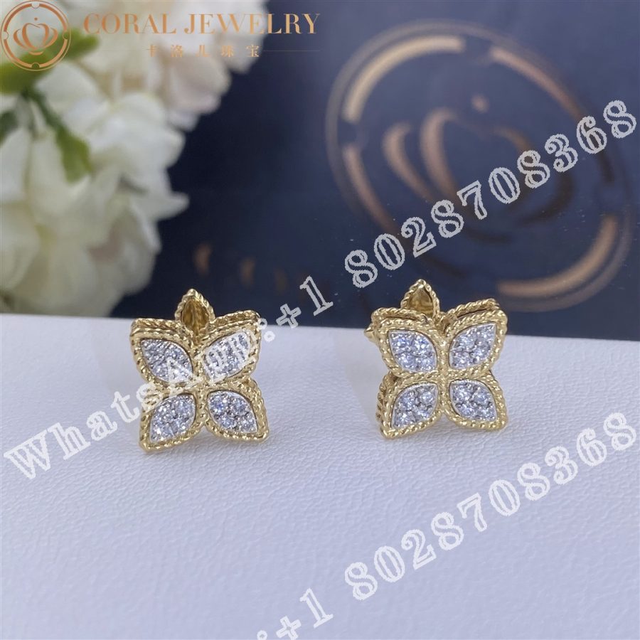 Roberto Coin Princess Flower Earrings with Diamonds 15mm