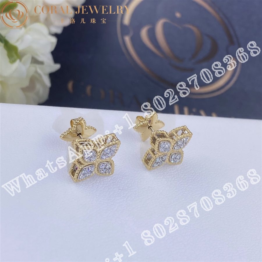 Roberto Coin Princess Flower Earrings with Diamonds 15mm